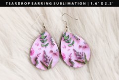 Flower Teardrop Earring Sublimation PNG Design Product Image 1