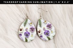 Flower Teardrop Earring Sublimation PNG Design Product Image 1