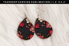Flower Teardrop Earring Sublimation PNG Design Product Image 1