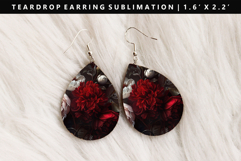 Flower Teardrop Earring Sublimation PNG Design Product Image 1