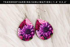 Flower Teardrop Earring Sublimation PNG Design Product Image 1