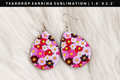 Flower Teardrop Earring Sublimation PNG Design Product Image 1