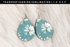 Flower Teardrop Earring Sublimation PNG Design Product Image 1