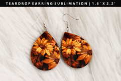 Flower Teardrop Earring Sublimation PNG Design Product Image 1