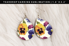 Flower Teardrop Earring Sublimation PNG Design Product Image 1