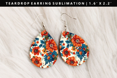 Flower Teardrop Earring Sublimation PNG Design Product Image 1