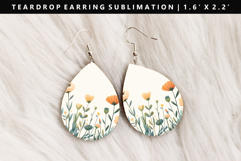 Flower Teardrop Earring Sublimation PNG Design Product Image 1