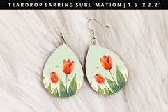 Flower Teardrop Earring Sublimation PNG Design Product Image 1