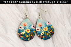 Flower Teardrop Earring Sublimation PNG Design Product Image 1