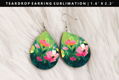 Flower Teardrop Earring Sublimation PNG Design Product Image 1