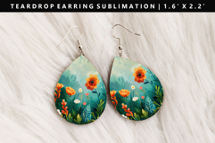 Flower Teardrop Earring Sublimation PNG Design Product Image 1