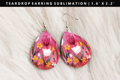 Flower Teardrop Earring Sublimation PNG Design Product Image 1