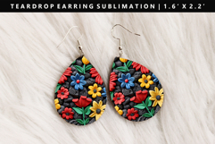 Flower Teardrop Earring Sublimation PNG Design Product Image 1