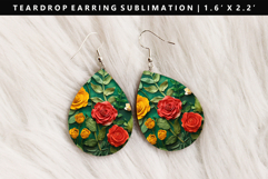 Flower Teardrop Earring Sublimation PNG Design Product Image 1