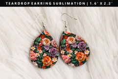 Flower Teardrop Earring Sublimation PNG Design Product Image 1