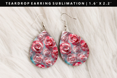 Flower Teardrop Earring Sublimation PNG Design Product Image 1