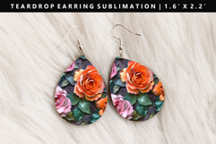 Flower Teardrop Earring Sublimation PNG Design Product Image 1