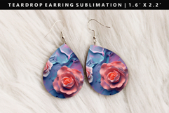 Flower Teardrop Earring Sublimation PNG Design Product Image 1