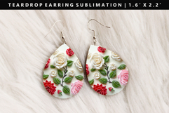 Flower Teardrop Earring Sublimation PNG Design Product Image 1