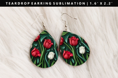 Flower Teardrop Earring Sublimation PNG Design Product Image 1