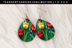 Flower Teardrop Earring Sublimation PNG Design Product Image 1