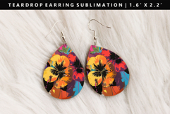 Flower Teardrop Earring Sublimation PNG Design Product Image 1