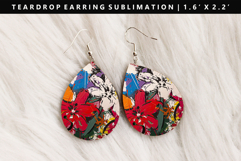 Flower Teardrop Earring Sublimation PNG Design Product Image 1