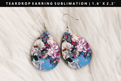 Flower Teardrop Earring Sublimation PNG Design Product Image 1