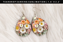 Flower Teardrop Earring Sublimation PNG Design Product Image 1
