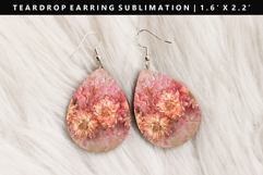 Flower Teardrop Earring Sublimation PNG Design Product Image 1