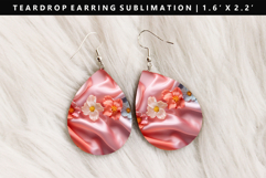 Flower Teardrop Earring Sublimation PNG Design Product Image 1