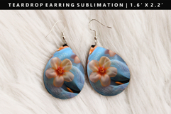 Flower Teardrop Earring Sublimation PNG Design Product Image 1