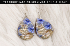 Flower Teardrop Earring Sublimation PNG Design Product Image 1
