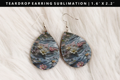 Flower Teardrop Earring Sublimation PNG Design Product Image 1