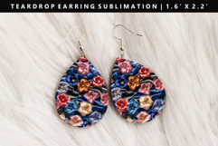 Flower Teardrop Earring Sublimation PNG Design Product Image 1