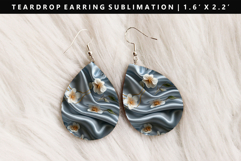 Flower Teardrop Earring Sublimation PNG Design Product Image 1