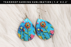 Flower Teardrop Earring Sublimation PNG Design Product Image 1