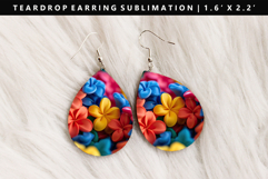 Flower Teardrop Earring Sublimation PNG Design Product Image 1