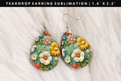 Flower Teardrop Earring Sublimation PNG Design Product Image 1