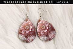 Flower Teardrop Earring Sublimation PNG Design Product Image 1