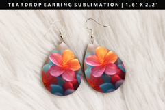 Flower Teardrop Earring Sublimation PNG Design Product Image 1