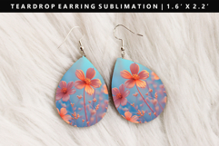 Flower Teardrop Earring Sublimation PNG Design Product Image 1