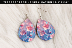 Flower Teardrop Earring Sublimation PNG Design Product Image 1
