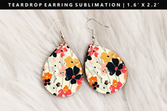 Flower Teardrop Earring Sublimation PNG Design Product Image 1