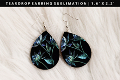 Flower Teardrop Earring Sublimation PNG Design Product Image 1