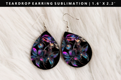 Flower Teardrop Earring Sublimation PNG Design Product Image 1