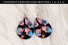 Flower Teardrop Earring Sublimation PNG Design Product Image 1