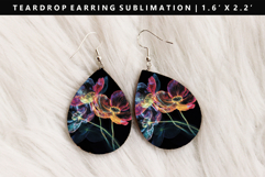 Flower Teardrop Earring Sublimation PNG Design Product Image 1