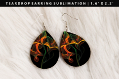 Flower Teardrop Earring Sublimation PNG Design Product Image 1