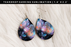 Flower Teardrop Earring Sublimation PNG Design Product Image 1